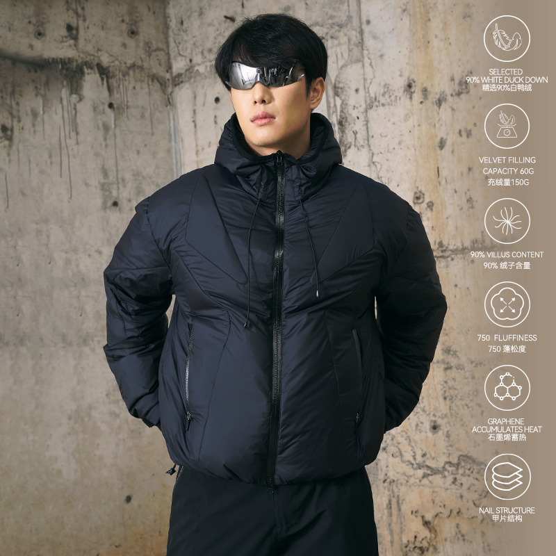 ENshadower隐蔽者甲片填充异形连帽羽绒服