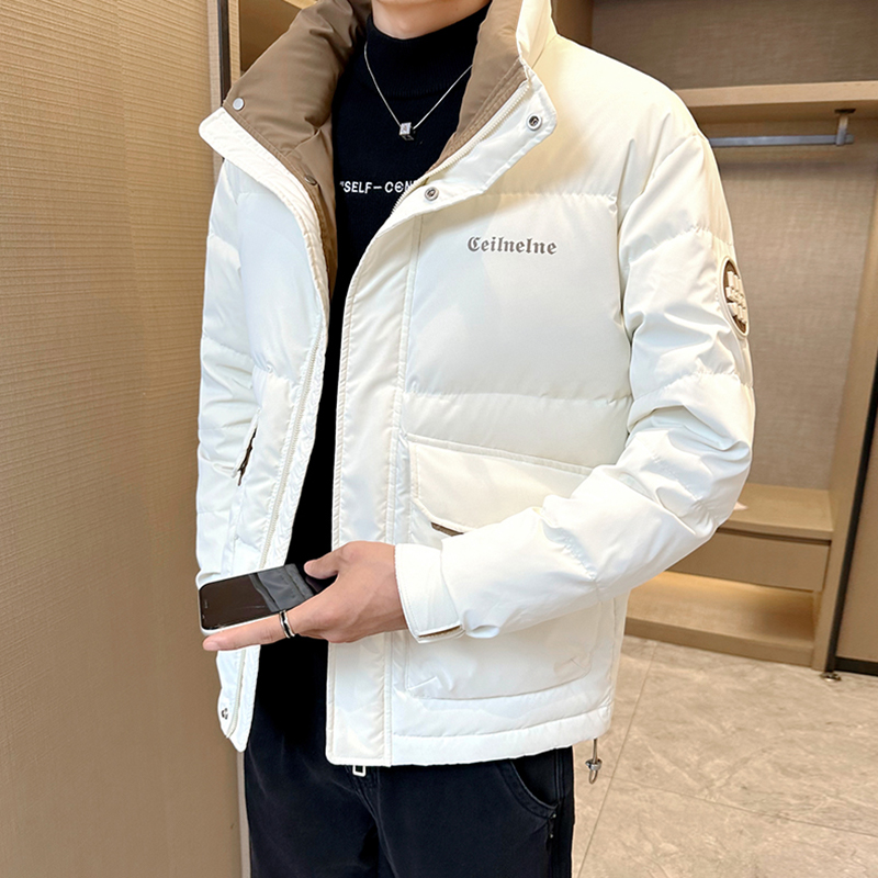 埃洛菲尔轻薄羽绒服男冬季新款工装夹克时尚立领冬季外套短款潮牌