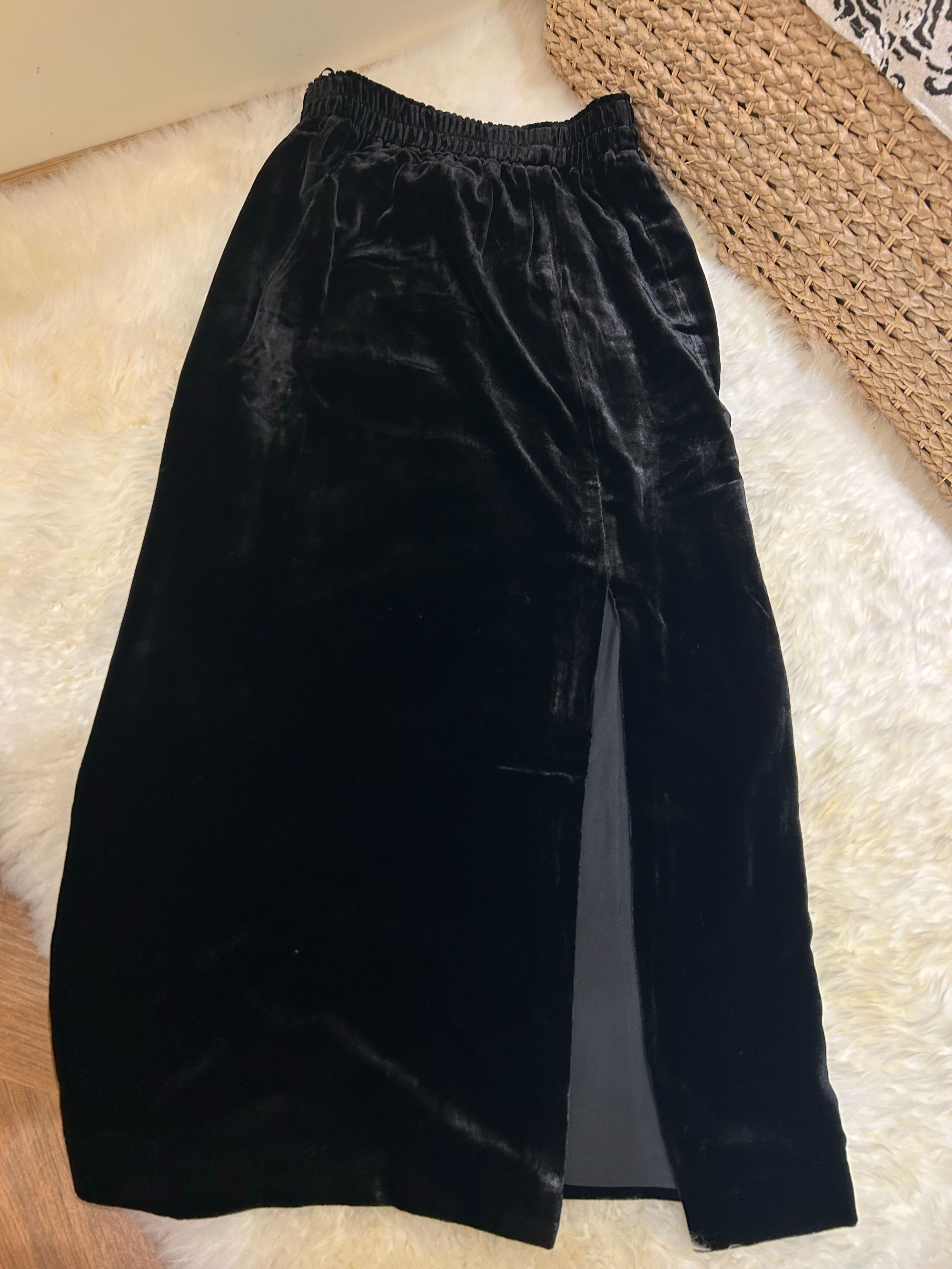 姑苏夫人黑色丝绒新款裙子国风开叉气质新中式真丝内搭显瘦