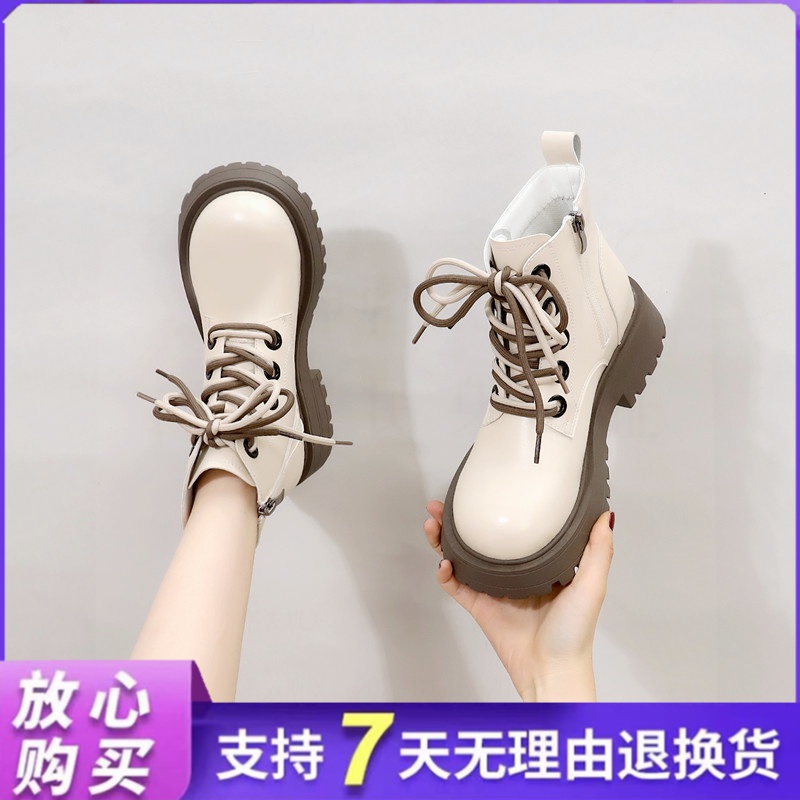 秋季回力休闲百搭厚底马丁靴2023新款时尚单靴机车小个子百搭短靴