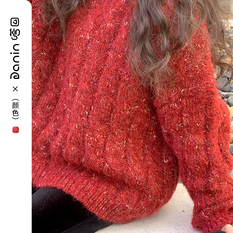 【嗒囜】女童秋冬季绞花线衫色织套头毛衣儿童时尚宽松毛织棒针线衣