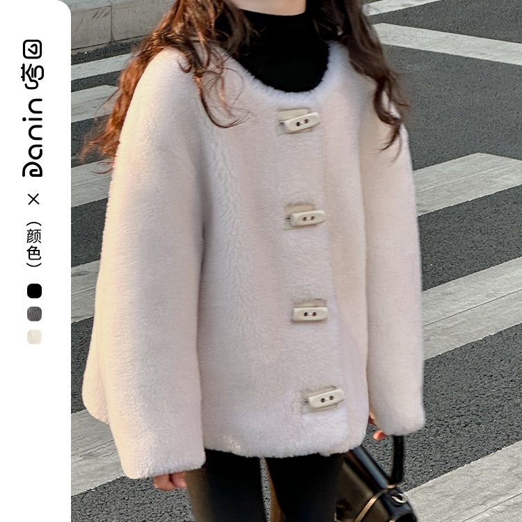 【嗒囜】儿童时髦洋气休闲短款毛毛外套女童冬季新款真羊毛皮草大衣