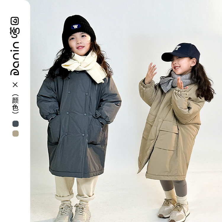 【嗒囜】儿童洋气工装风棉服加厚女童网红冬季新款棉衣外套中长款