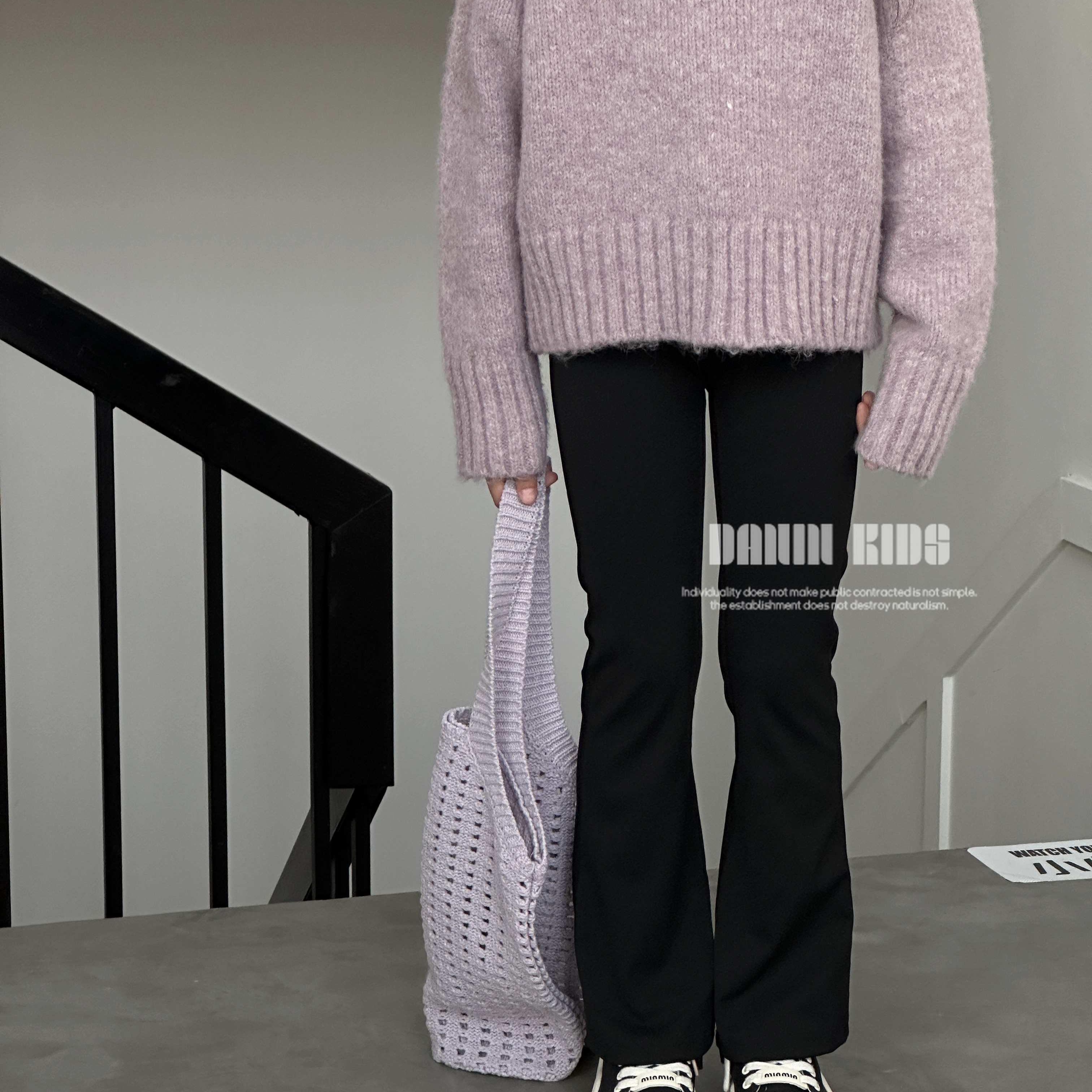 【嗒囜】女童高腰修身加绒微喇裤长裤儿童百搭时尚可外穿加厚打底裤