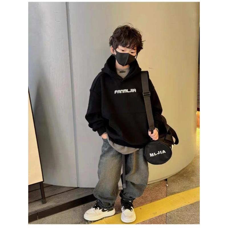 407181《现》优选秋季韩版儿童休闲舒适字母连帽卫衣