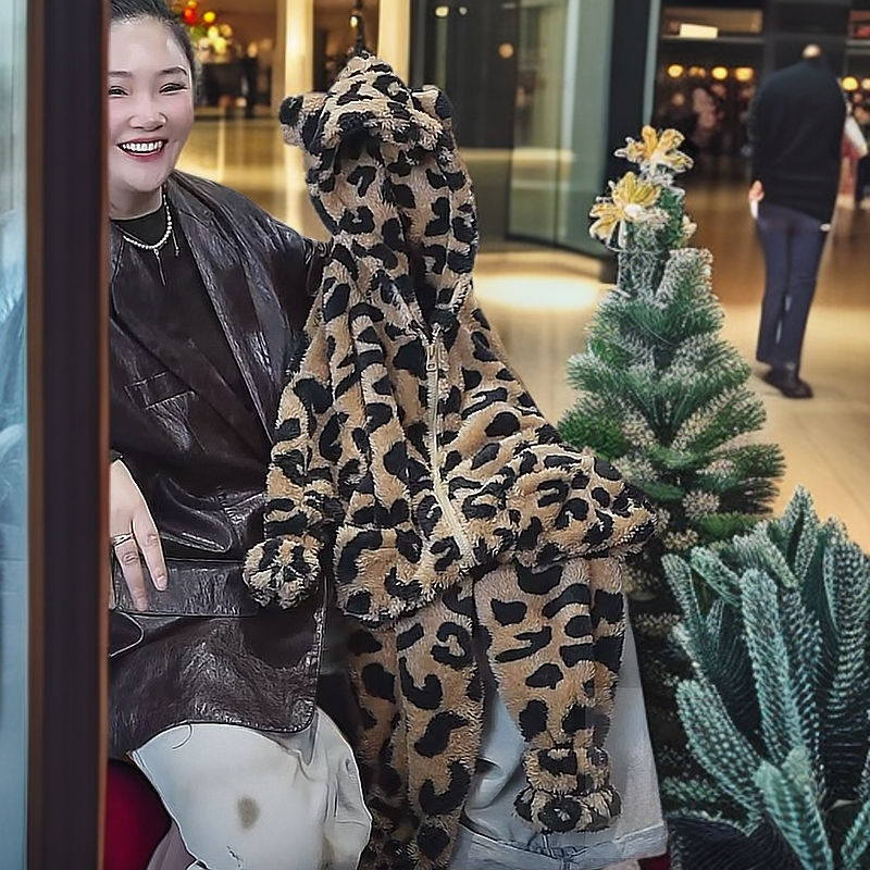 411220《现》优选秋冬儿童休闲舒适时尚洋气豹纹套装