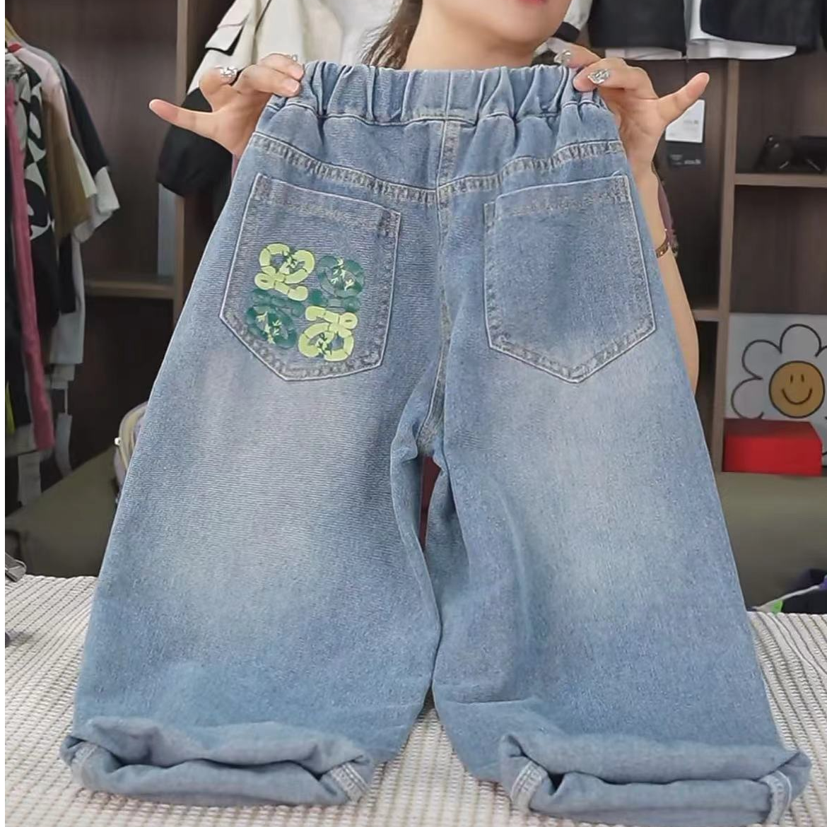 407285《现》优选韩版儿童时尚洋气百搭休闲牛仔裤