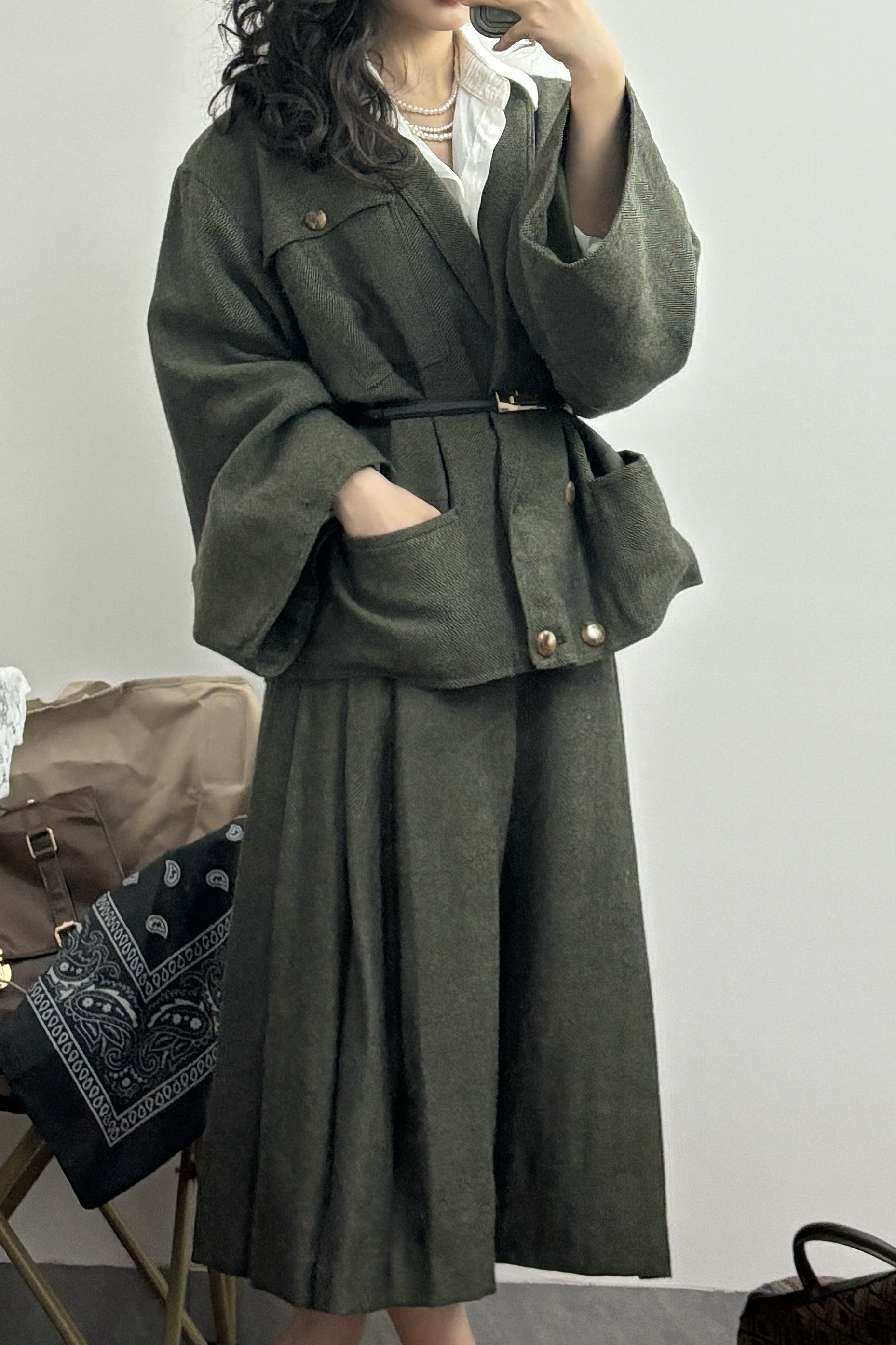 158.8-458.8 喵小爺Vintage 古着 复古日式外套半身裙