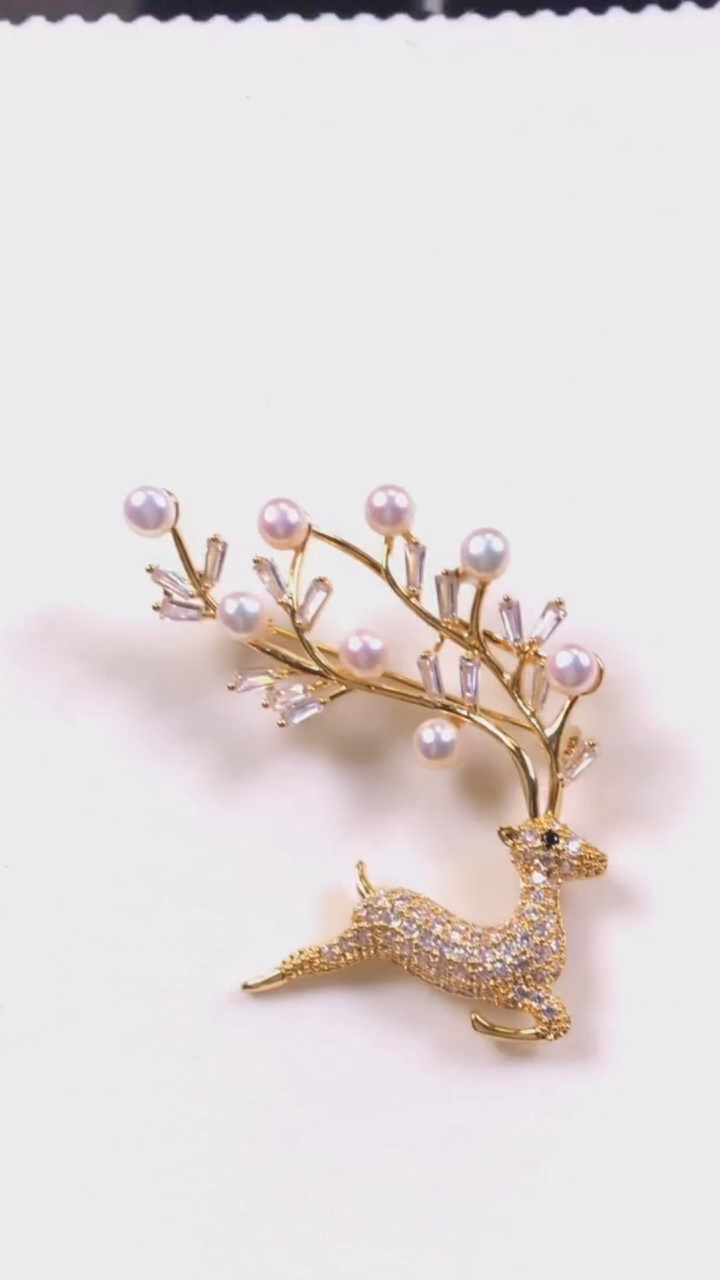 【闪购商品】淡水珍珠胸饰银S925镶嵌圣诞胸针2