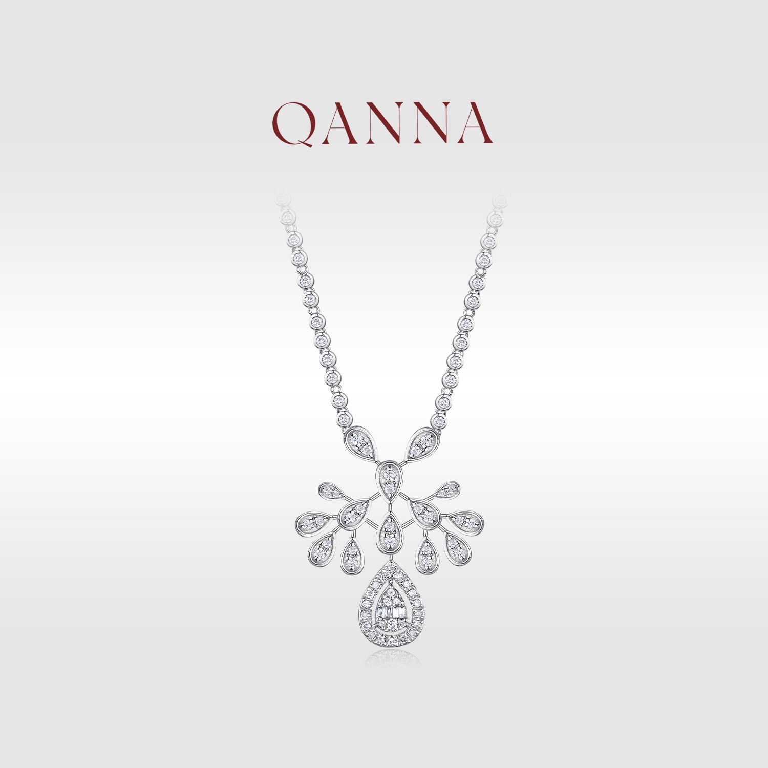 QANNA【1.2克拉 水滴皇冠项链】18K金气质小众设计钻石锁骨链AF