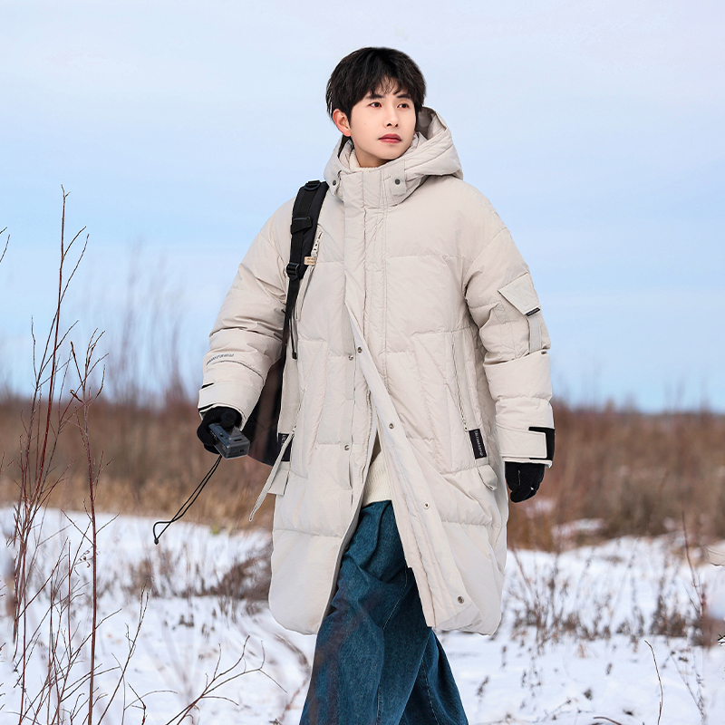 MTVO迈特优冬季男士连帽加长中长款羽绒服防风保暖休闲男外套578