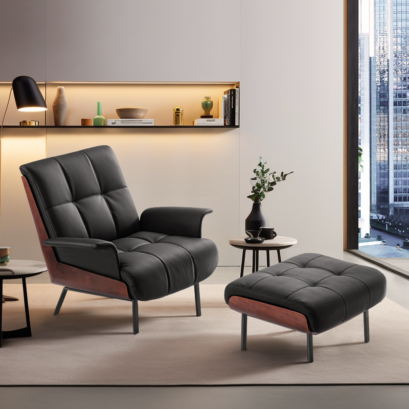 名朔万莉Daiki单人沙发椅真皮阳台休闲椅网红椅设计师款书房躺椅