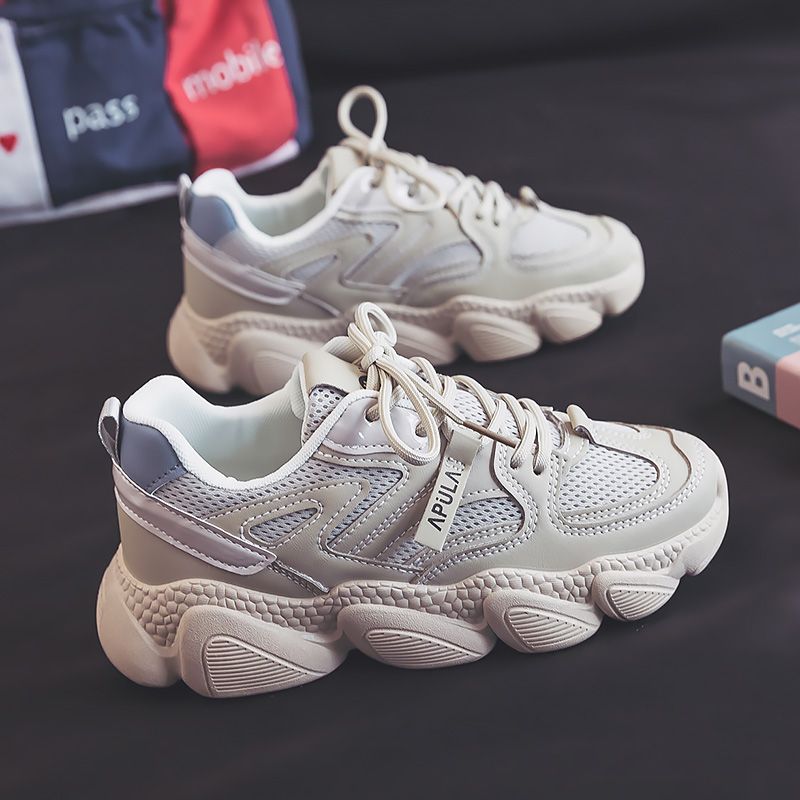 鞋子女运动鞋网鞋女透气厚底软底网红ins百搭休闲2023新款老爹鞋