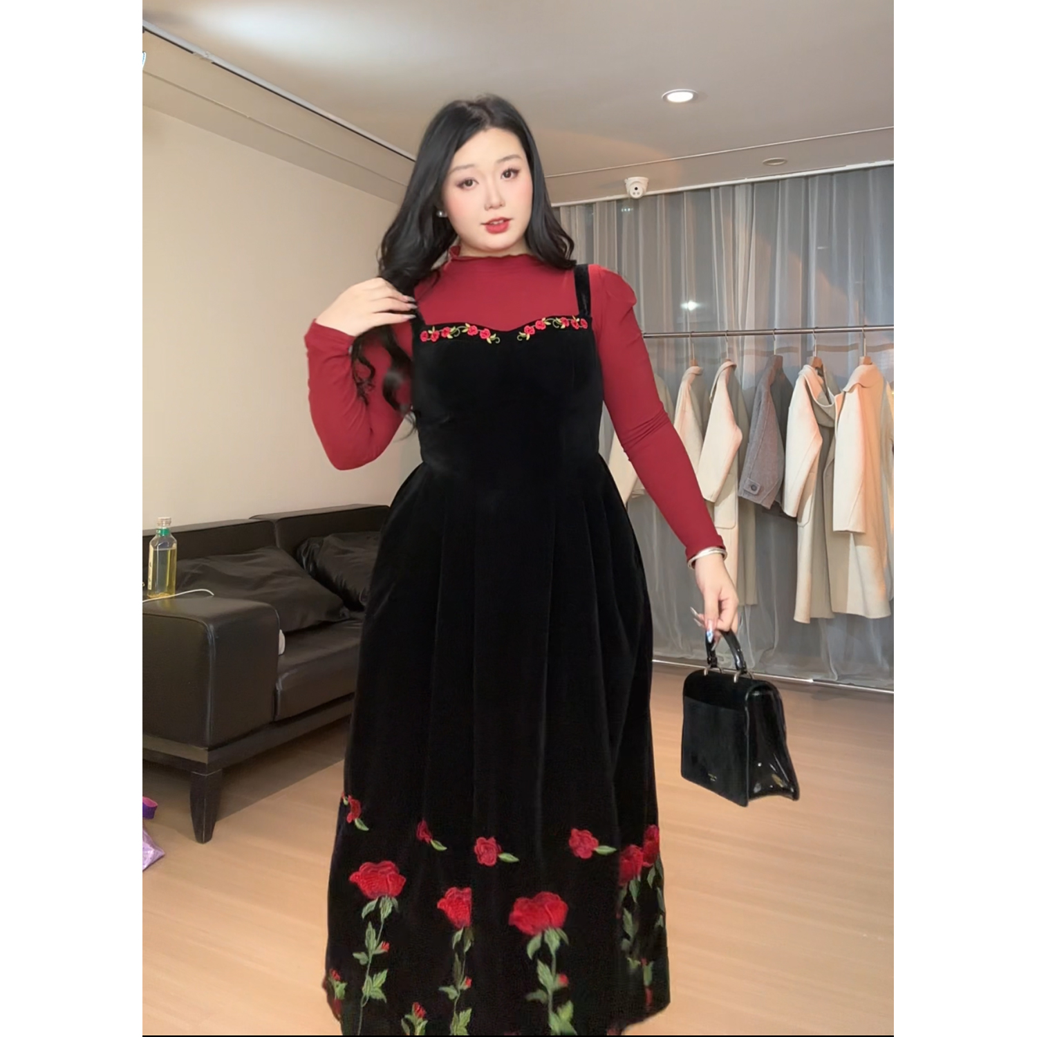 【羊羊推荐】大码胖MM灼灼其华吊带连衣裙气质高级感收腰法式复古