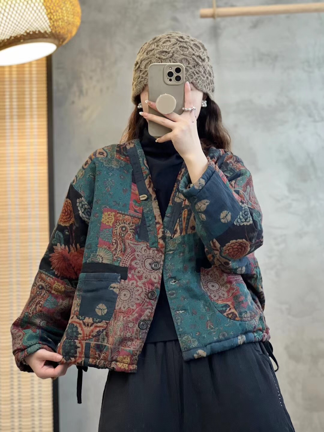 96冬棉炒色加厚棉服复古(衣长前50后55