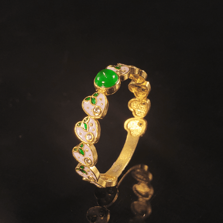 18K金*翡翠烧蓝草莓戒指  G4494