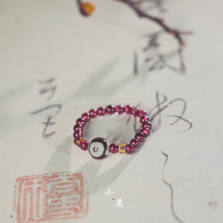 石榴石珠珠戒指 C312