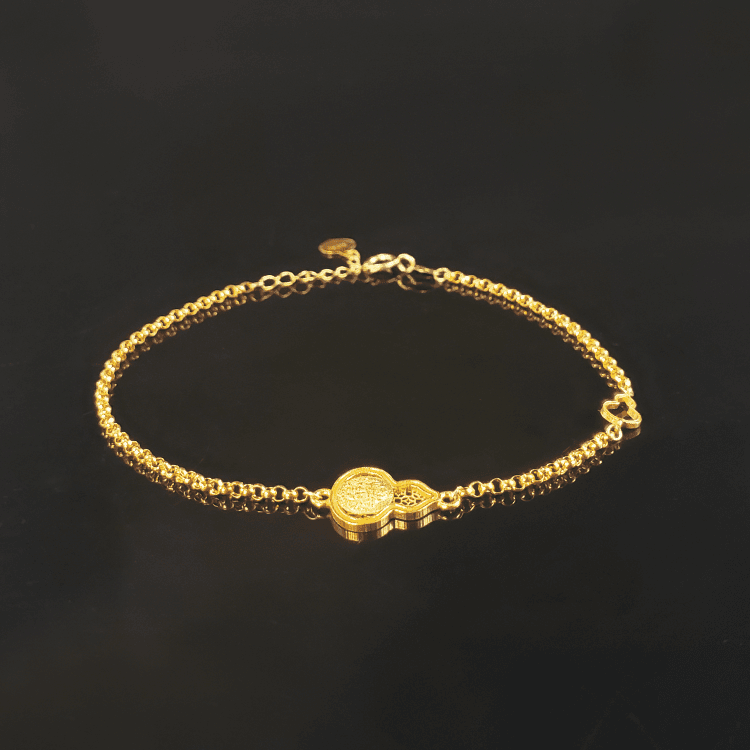 18K金黄财神葫芦手链 G9126