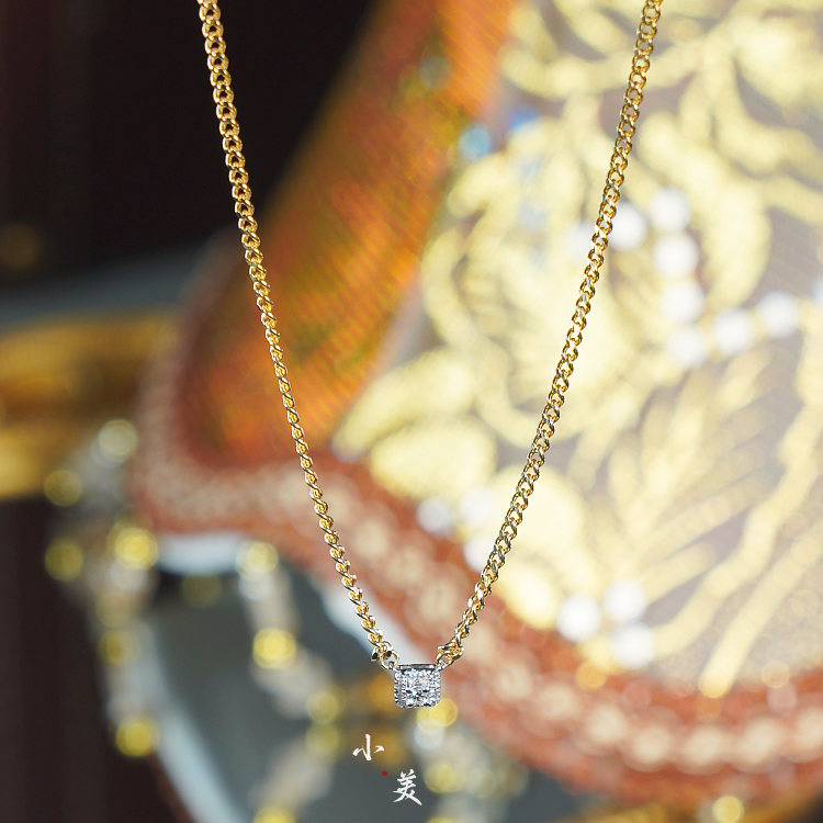 18K金钻石古巴侧身链项链 G8743