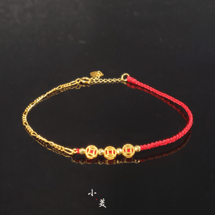 18K金钱币费加罗链AB手绳 G9328