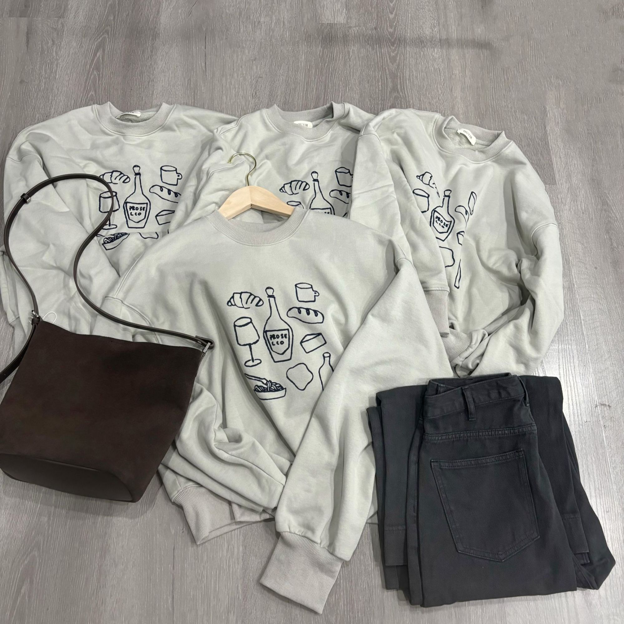 金喜韩系餐具图案宽松卫衣休闲圆领