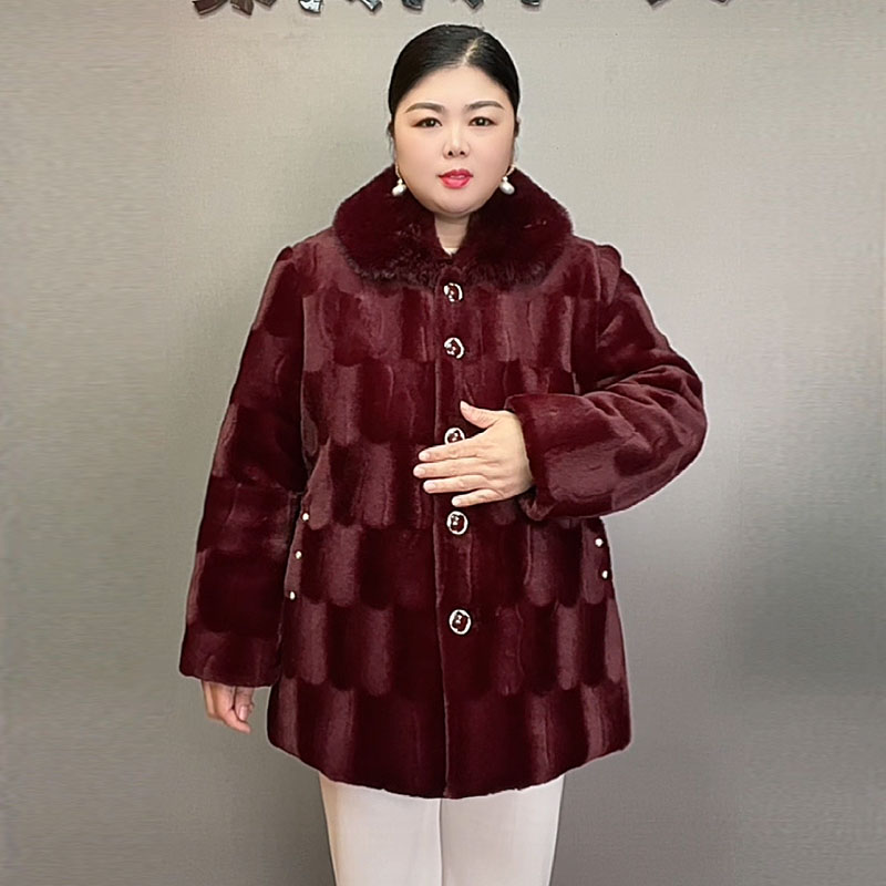 中老年人冬装外套女装奶奶仿貂绒大衣中长款妈妈老年女装妈妈装