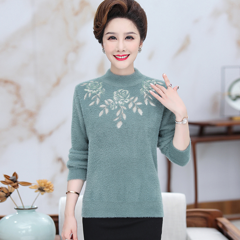 【擎苍鹰】针织衫上衣妈妈装毛衣秋冬季不掉毛70-80岁老太太毛衣