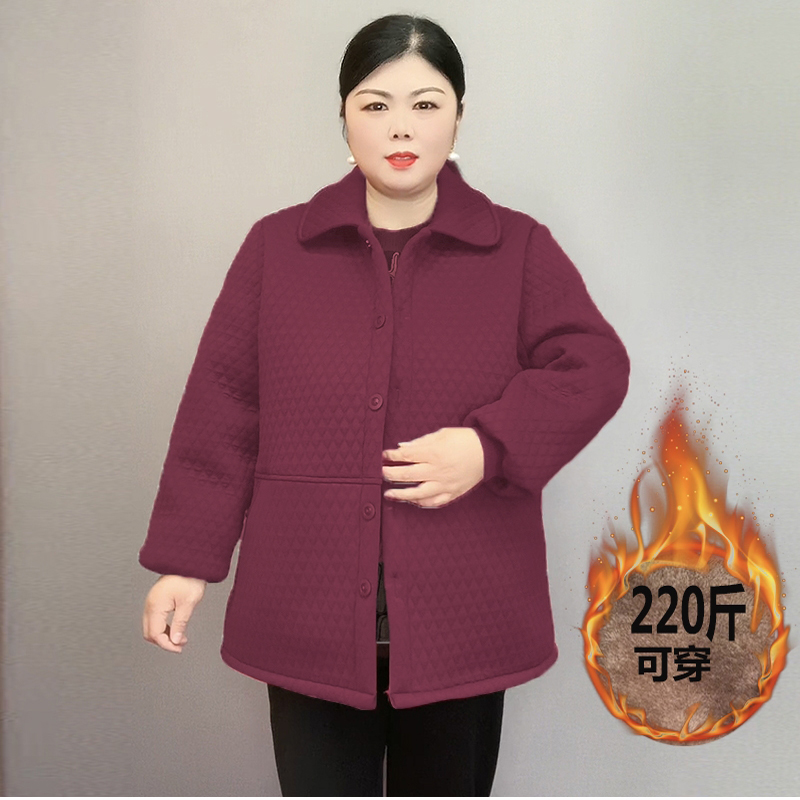 【擎苍鹰】220斤胖妈妈加肥大码中老年人加绒加厚保暖棉衣外套女