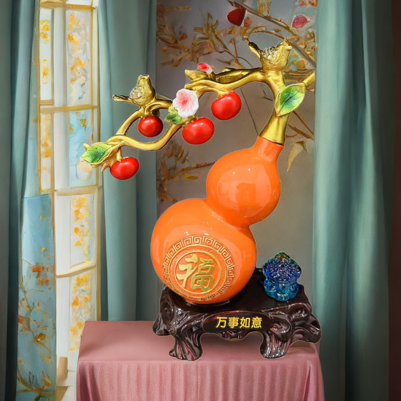 葫芦喜上枝头客厅办公室摆件中式工艺品高端家居结婚礼物家居装饰