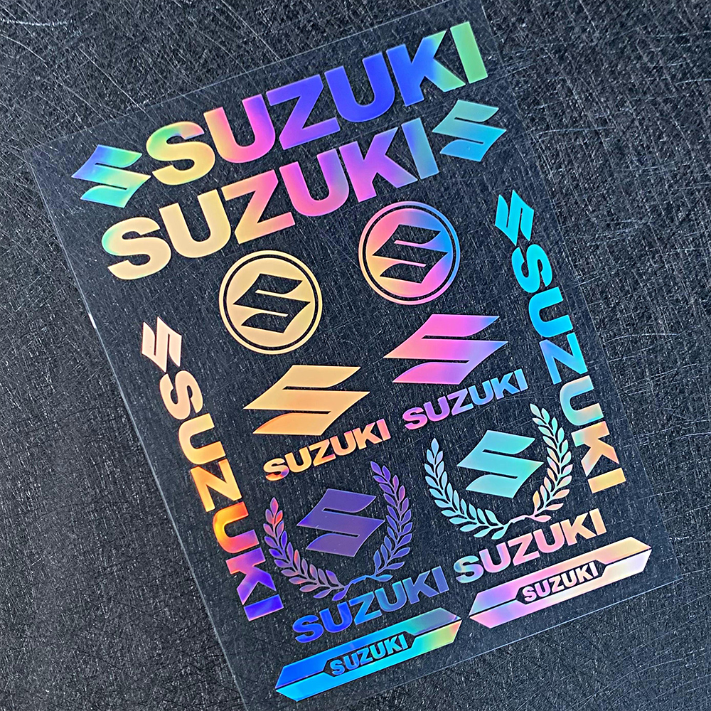 适用铃木摩托车贴纸SUZUKI电动踏板车镭射反光遮挡GSX机车防水贴