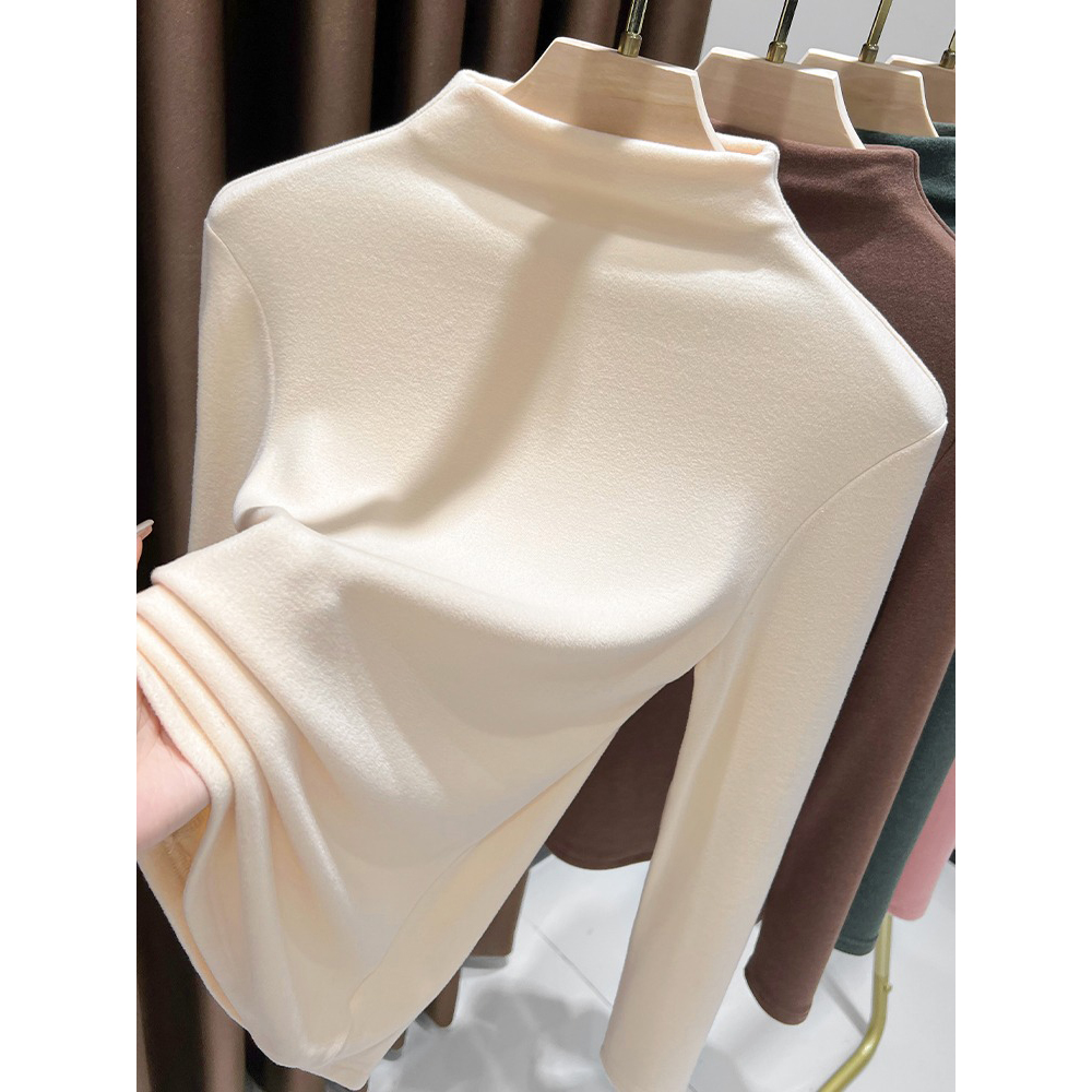 双面德绒打底衫女秋冬2025新款爆款内搭德容保暖半高领澳绒上衣女