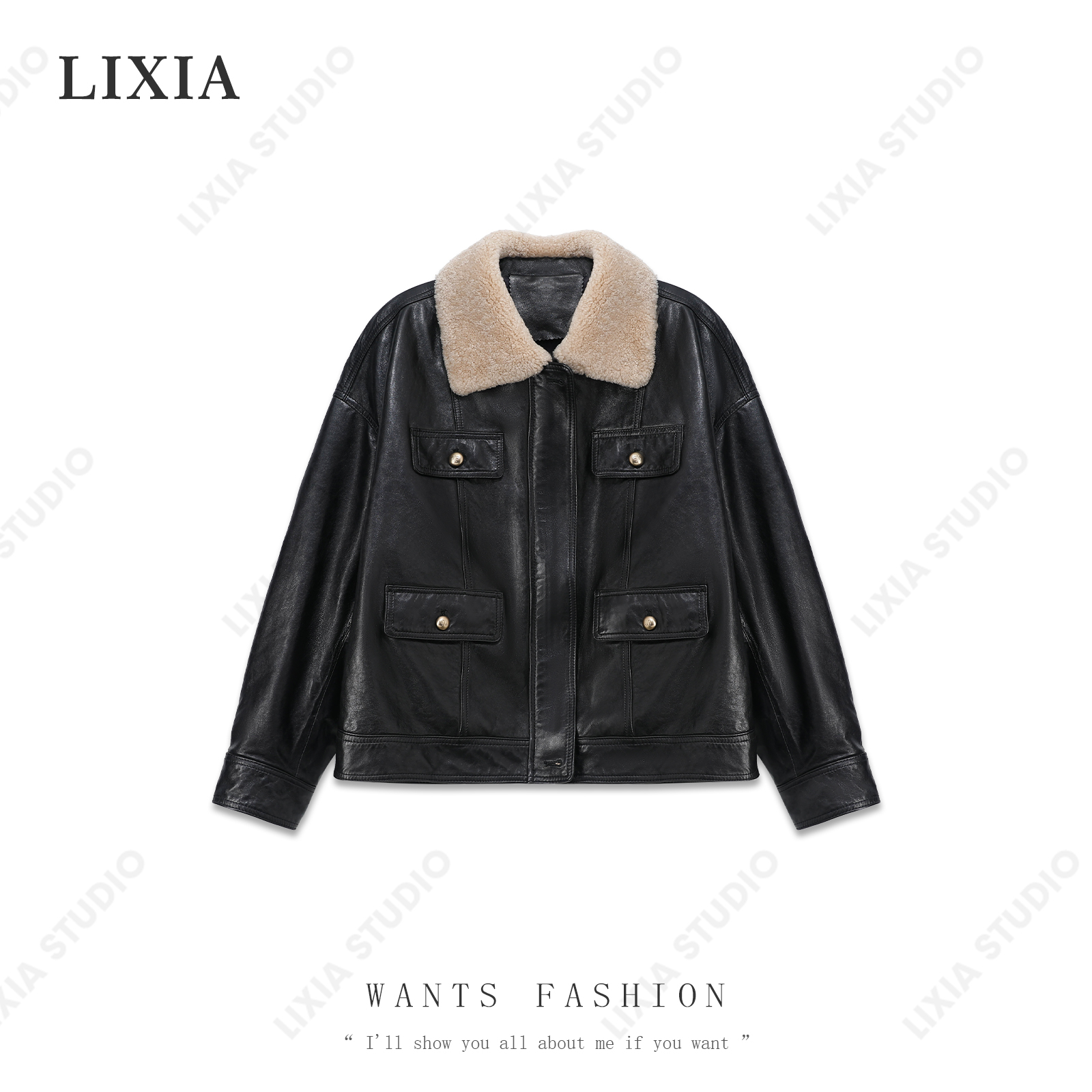 LIXIA【暖洋洋】秋冬皮毛一体保暖皮衣羽绒服-A7266