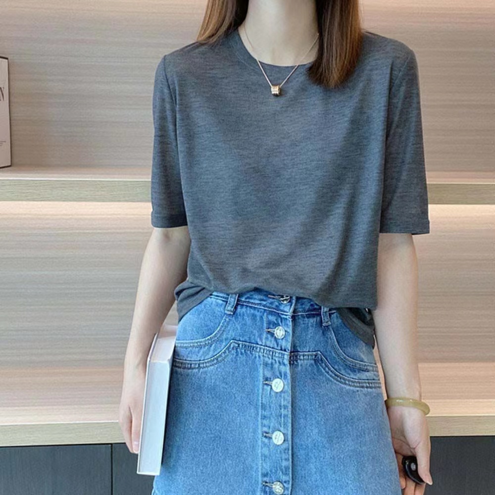 大喜服饰✔️原创纯色百搭显瘦韩版短袖女t恤圆领面膜T中袖宽松上衣