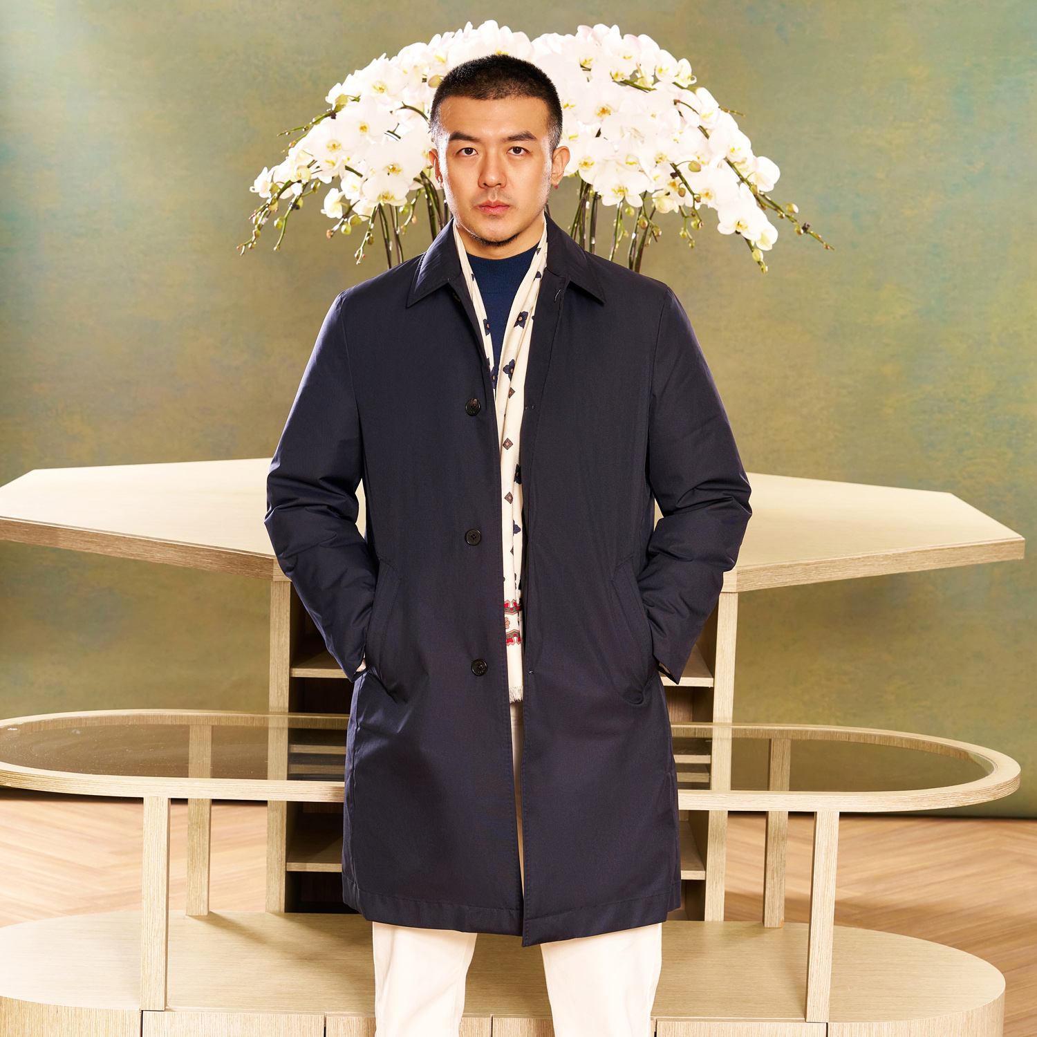 羽绒服rainman防水防风外套男士冬中休闲中长款加厚商务保暖翻领