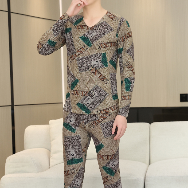 25-50岁秋冬季新款男士双面绒保暖内衣套装青年弹力秋衣秋裤时尚