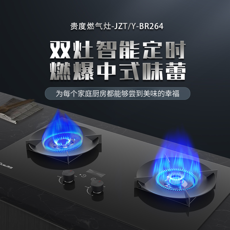 家用燃气灶具黑金玻璃面板聚能环双灶铜火盖防风猛火灶定时燃气灶