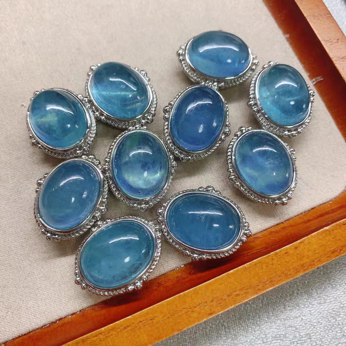 天然水晶戒指海蓝宝魔盒幽灵配饰饰品时尚