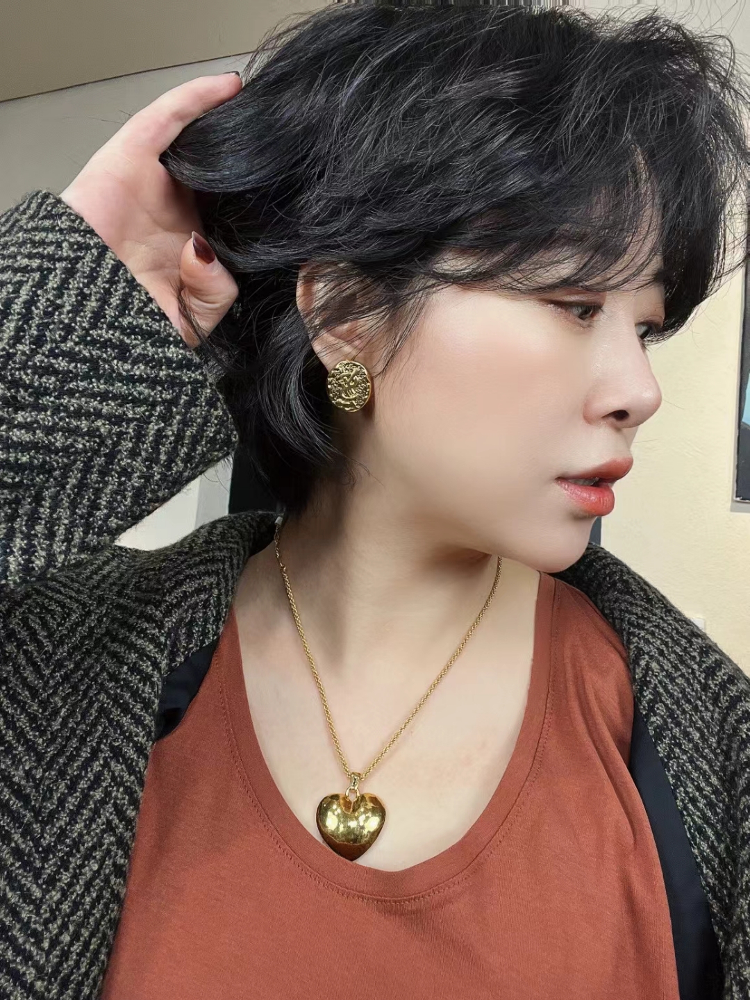 95新 YSL/圣罗兰 送中检/圣罗兰椭圆镀金耳夹