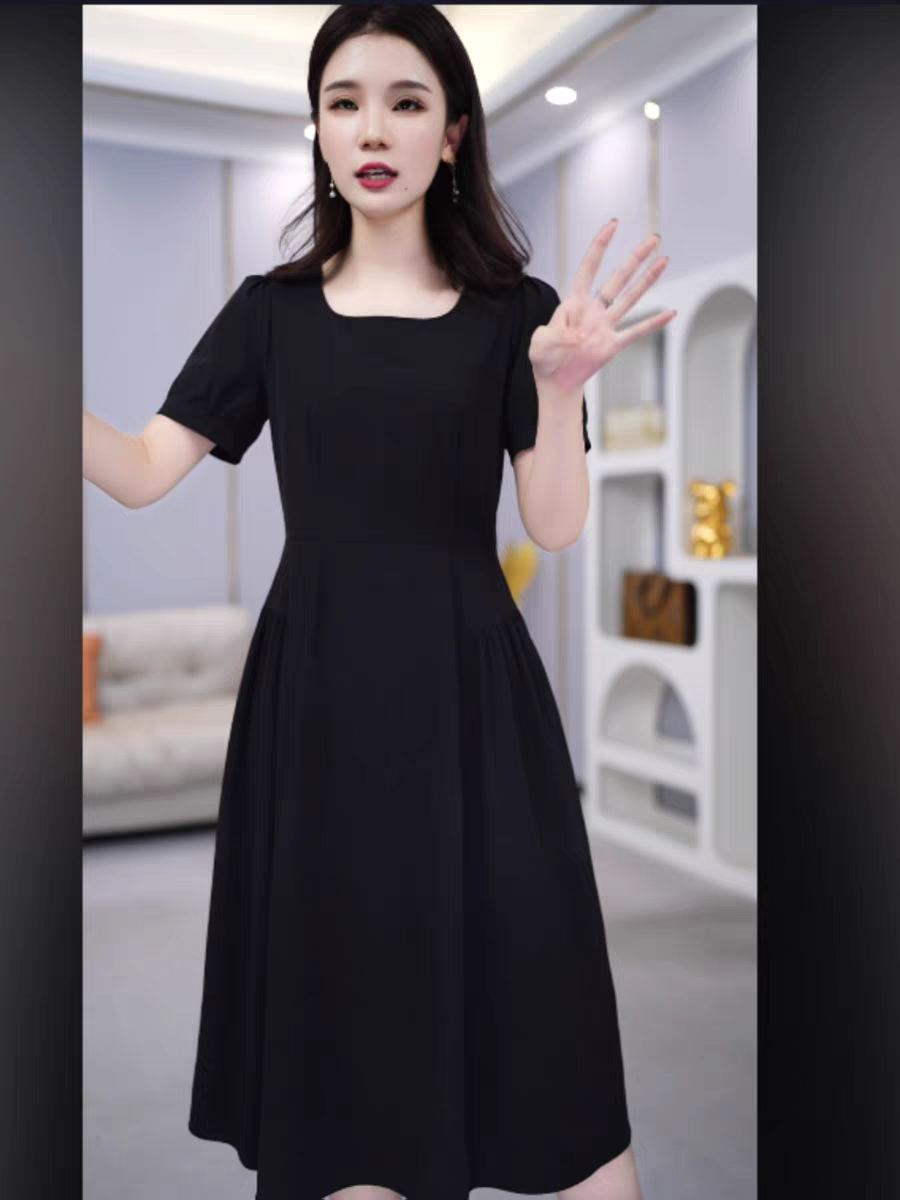夏季新款连衣裙短袖时尚减龄高腰显瘦高档百搭2024年大码女装洋气