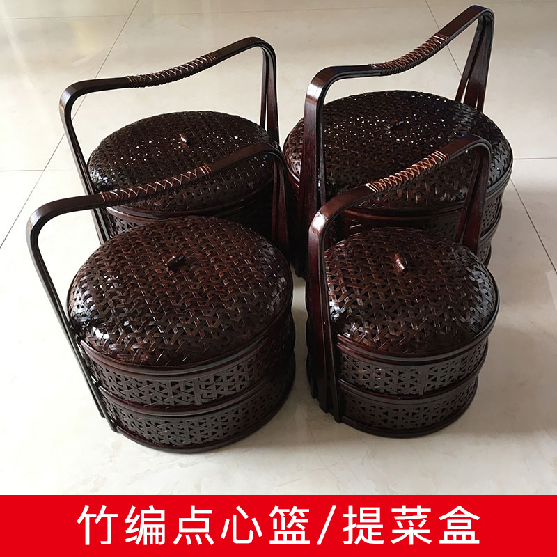 精品提菜盒子收纳筐上菜传菜盒仿古篮子摄影视道具酒店用品