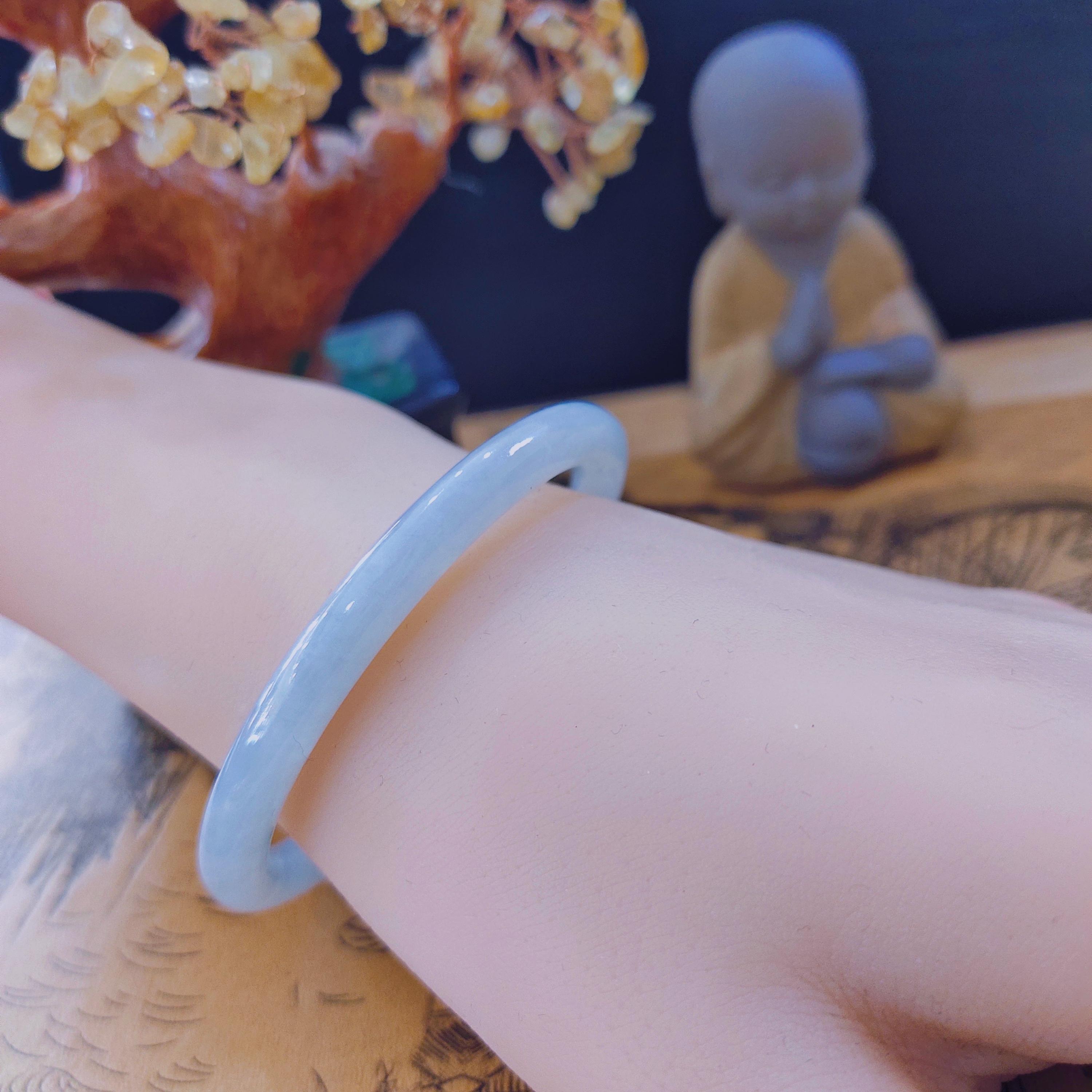 【玉如意】天然缅甸A货翡翠冰紫叮当手镯多样性发其一时尚精美细款