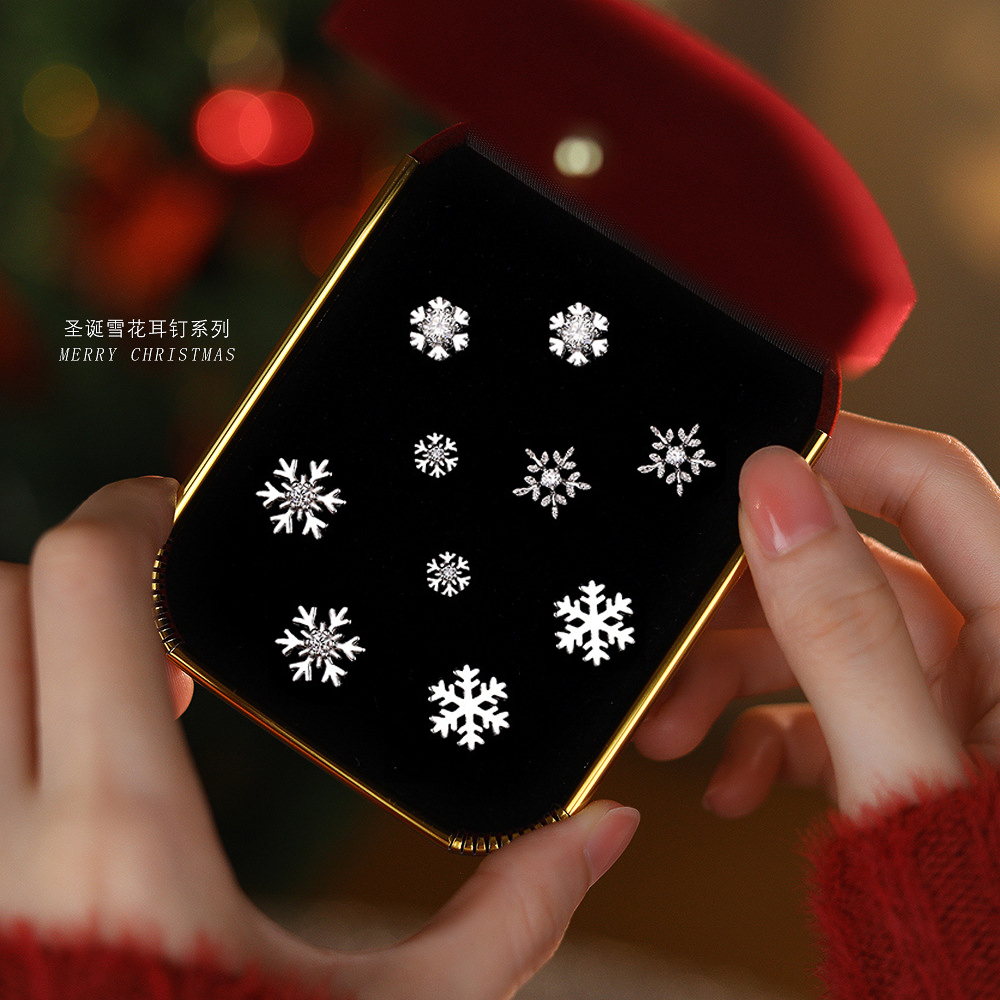 足银耳饰 圣诞礼物【雪花系列】999纯银耳钉气质网红学生送女友礼物