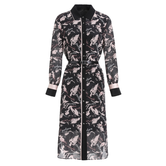 L·W/画而诗早春新款时尚气质显瘦长袖印花女装连衣裙   LBA85040S