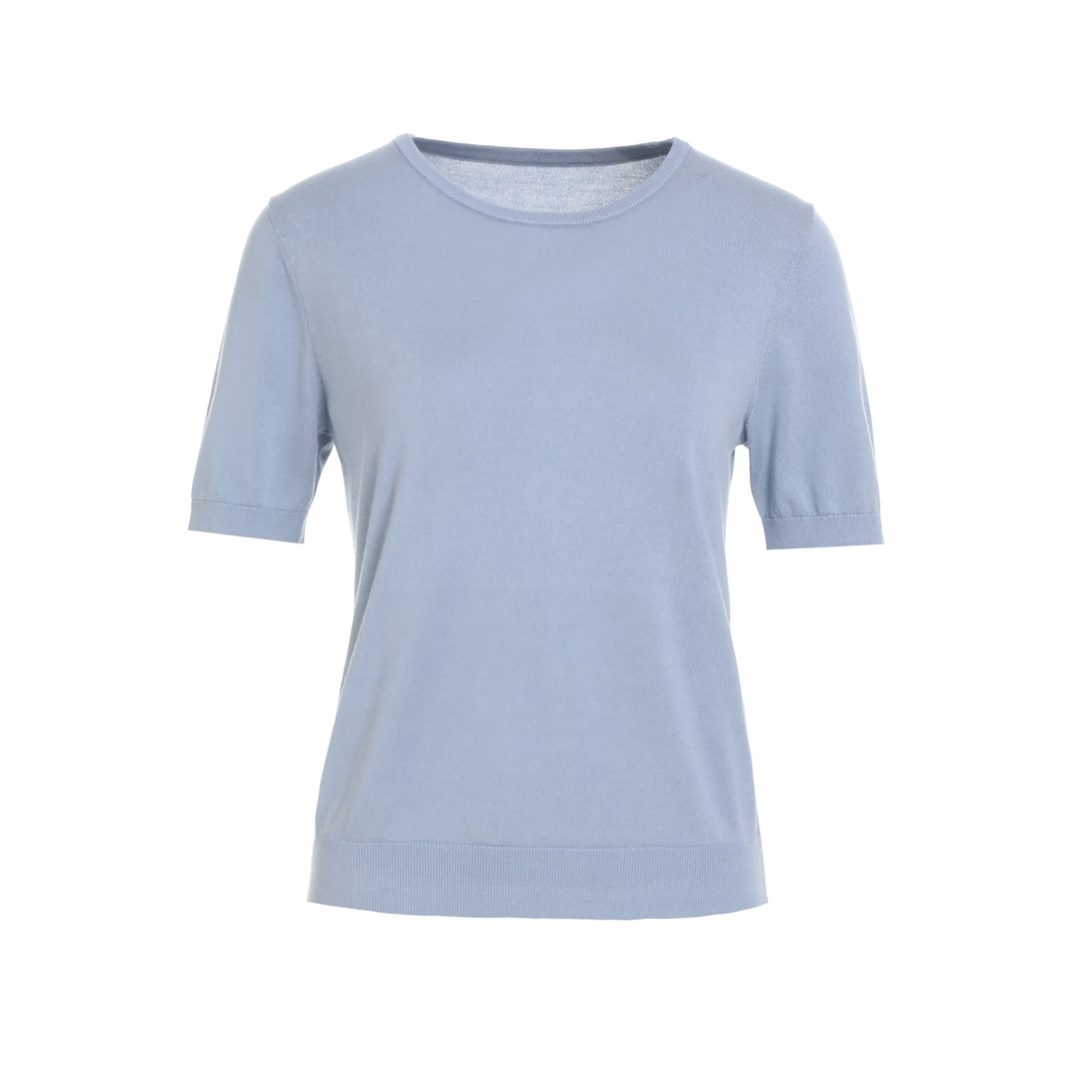 早秋新款圆领套头短袖针织衫纯色百搭时尚修身