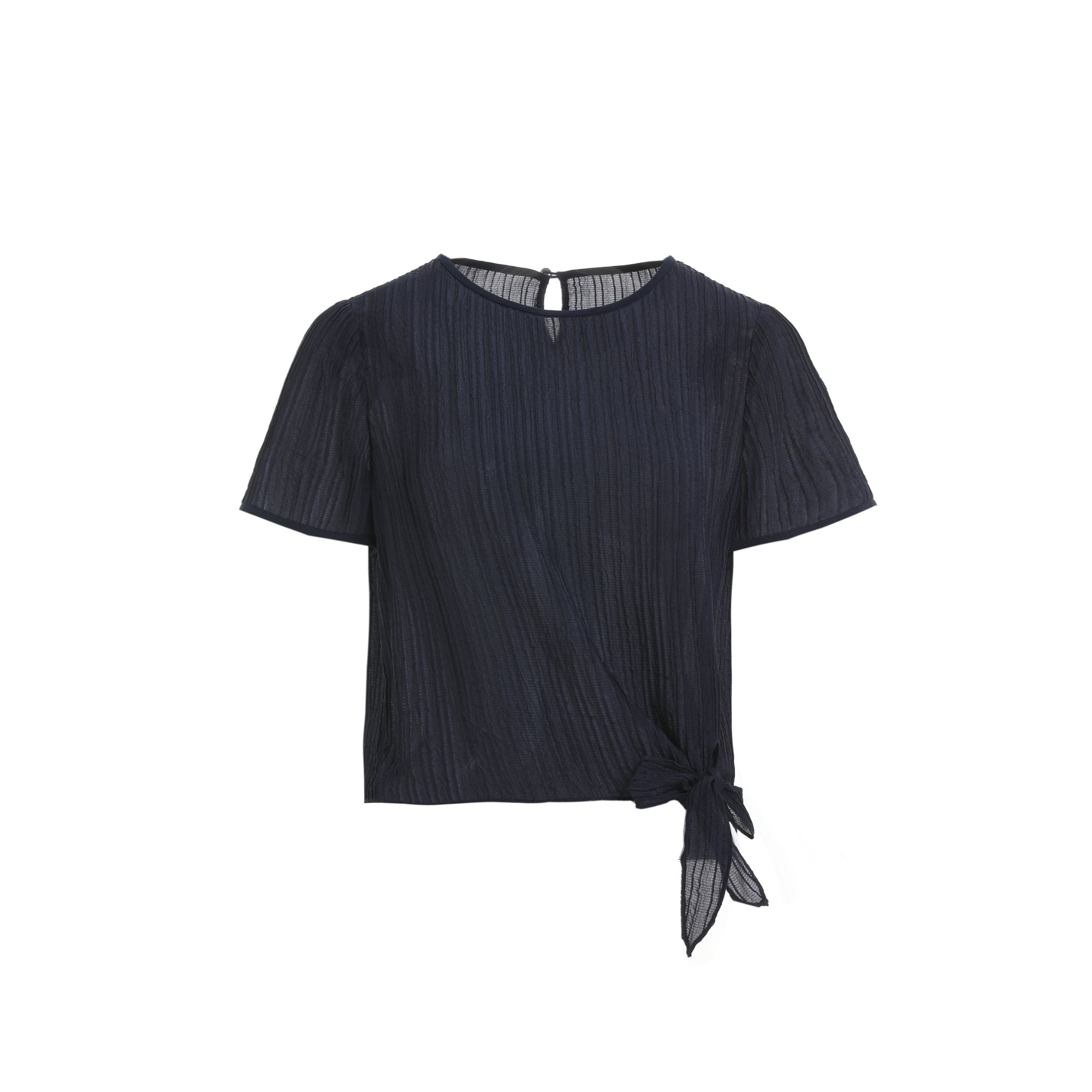 夏季新款轻薄气质褶皱时尚休闲女士桑蚕丝T恤