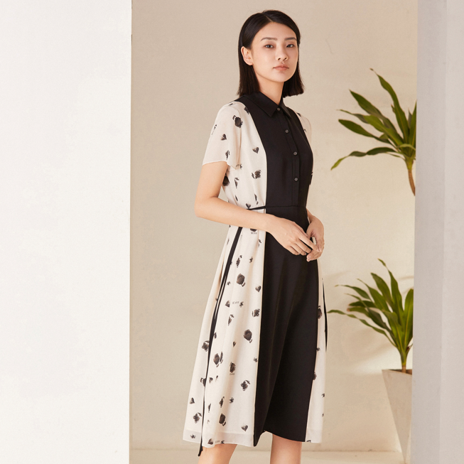 L·W/画而诗春夏新款时尚显瘦减龄桑蚕丝真丝连衣裙LBB65059S