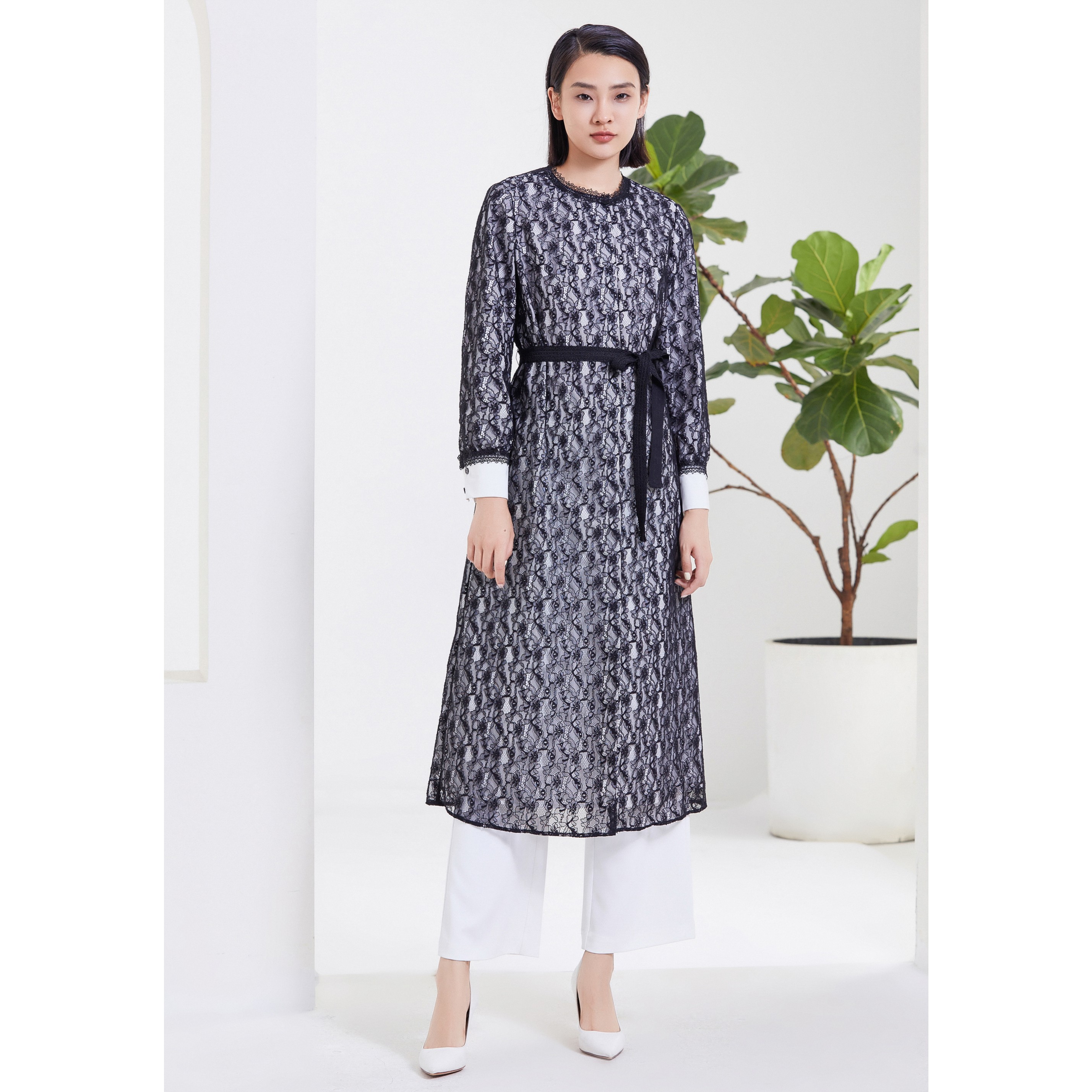 L·W/画而诗新款圆领设计师时尚气质宽松休闲长袖复古外套LBB81011