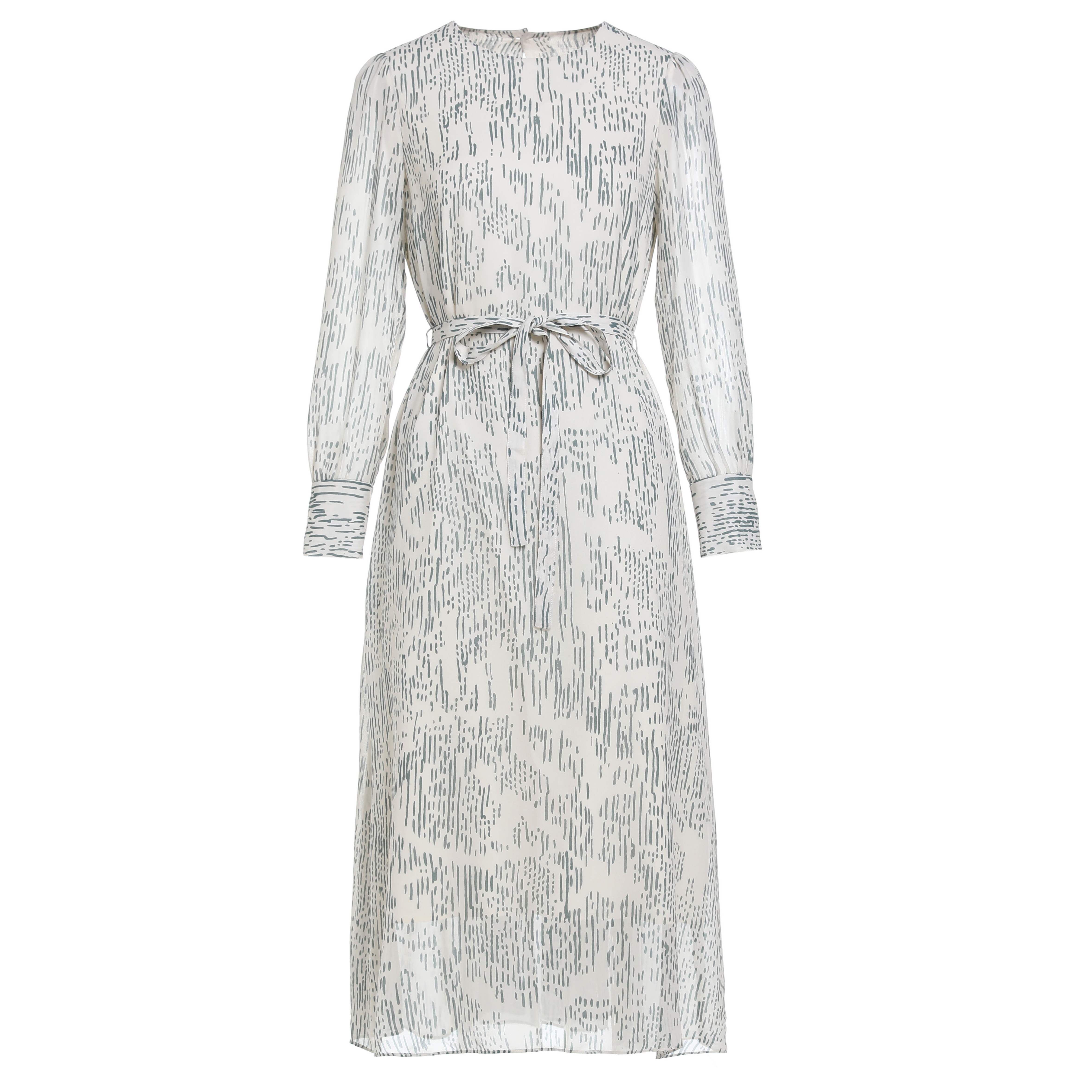 L·W/画而诗春季时尚气质百搭圆领针织提花长袖l女连衣裙LBC85017S