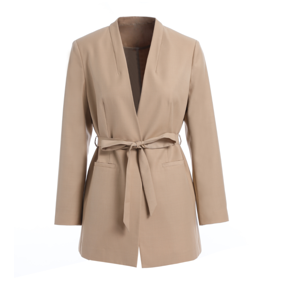 L·W/画而诗春夏新款气质百搭纯色绑带休闲长袖西装女上衣LBB81059