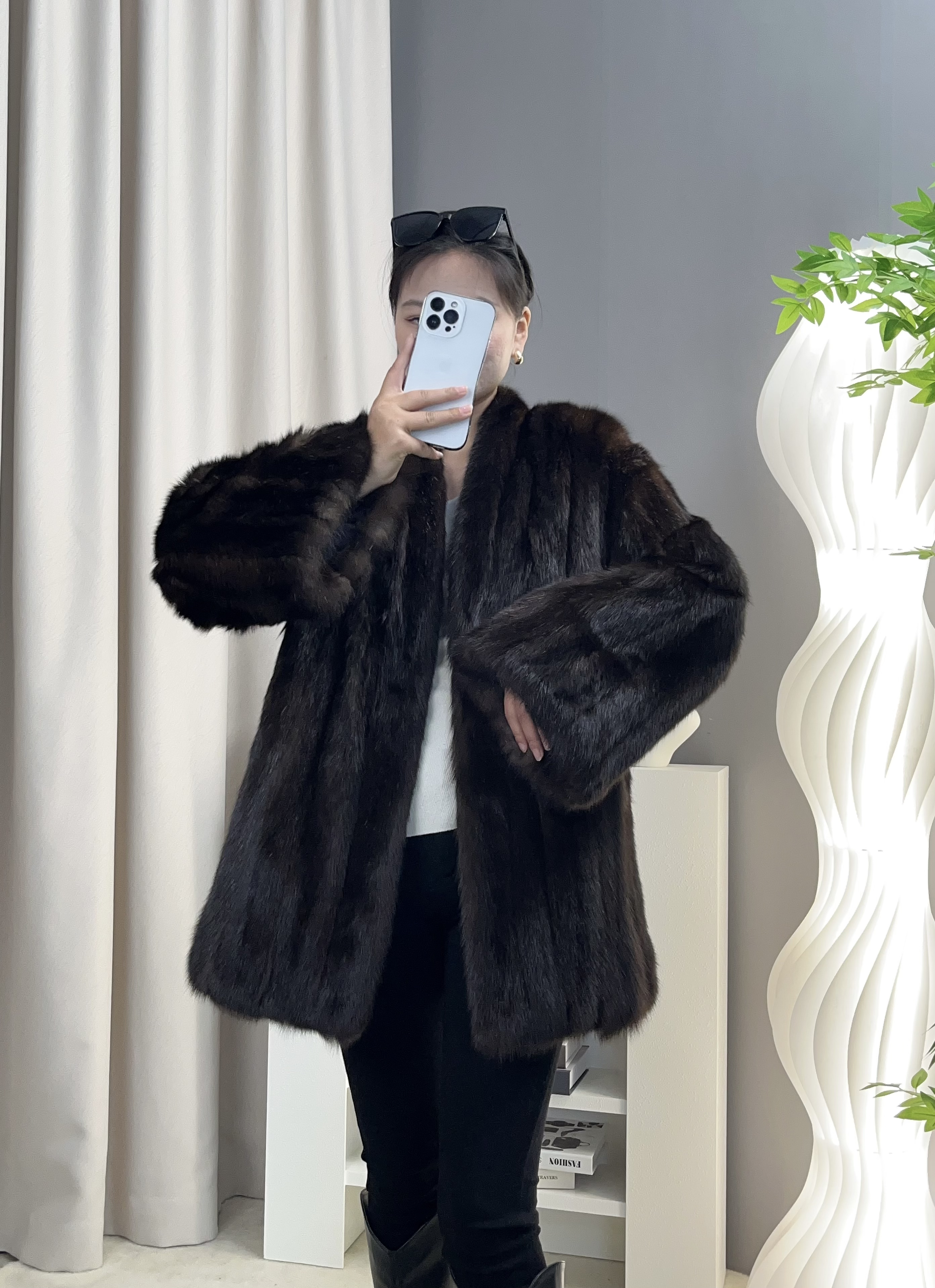 80长v领全抽貂皮大衣